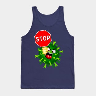 Coronavirus Covid19 Evil Character with Stop Panel Tank Top